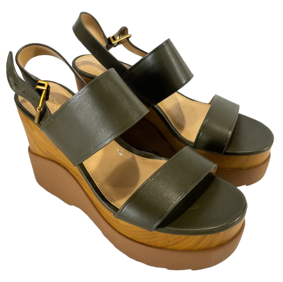 Michael Kors Rhett Platform Lug Sole Green Cushioned Dress Sandals -7.5 - Picture 4 of 7